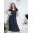 Langes Sommerkleid mit gerippten Kurzarm für Damen (XS/S/M/L EINHEITSGRÖSSE) ITALIAN FASHION IMSM25128