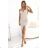 595-1 ROSA Rippenkleid mit dekorativem Ausschnitt und Schlitz - beige