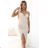 595-1 ROSA Rippenkleid mit dekorativem Ausschnitt und Schlitz - beige