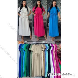 Langes Chiffon-Kurzarmkleid für Damen (S/M ONE SIZE) ITALIAN FASHION IMWGM23456