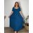 Kurzes Sommerkleid mit langen Ärmeln für Damen, übergroß (54/56/58 Einheitsgröße) ITALIAN FASHION IM425070