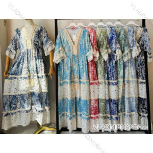 Langes Sommerkleid Oversize 3/4 Langarm Damen (S/M Einheitsgröße) ITALIAN FASHION IMPEM25r9636