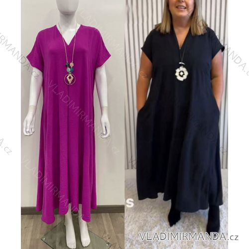 Langes Sommerkleid Kurzarm Damen übergroß (46/48/50 Einheitsgröße) ITALIAN FASHION IM425206