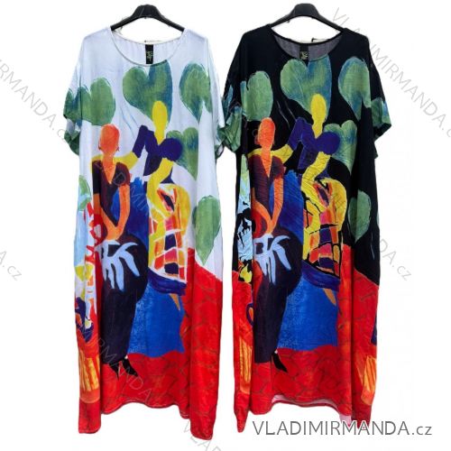 Langes lässiges Kurzarm-Damenkleid, übergroß (48/50/52 Einheitsgröße) ITALIAN FASHION IMD25085