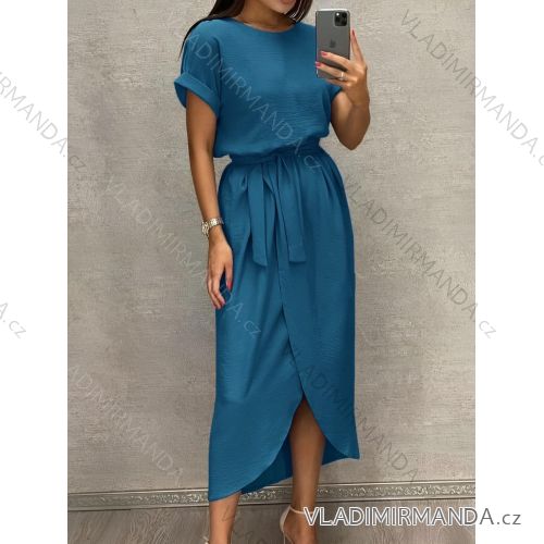 Langes elegantes Sommerkleid mit kurzen Ärmeln für Damen (XS/S/M Einheitsgröße) ITALIAN FASHION IMD25099