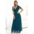 562-4 NASTIA Langes Kleid mit Ausschnitt und kurzen Ärmeln - grün