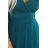 562-4 NASTIA Langes Kleid mit Ausschnitt und kurzen Ärmeln - grün