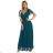 562-4 NASTIA Langes Kleid mit Ausschnitt und kurzen Ärmeln - grün