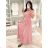 Langes elegantes Sommerkleid mit kurzen Ärmeln für Damen (XS/S/M Einheitsgröße) ITALIAN FASHION IMD25104