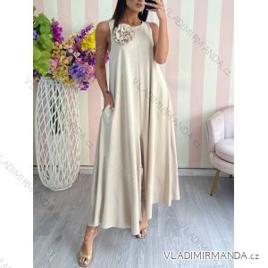 Langes Chiffon-Kurzarmkleid für Damen (S/M ONE SIZE) ITALIAN FASHION IMWGS231048