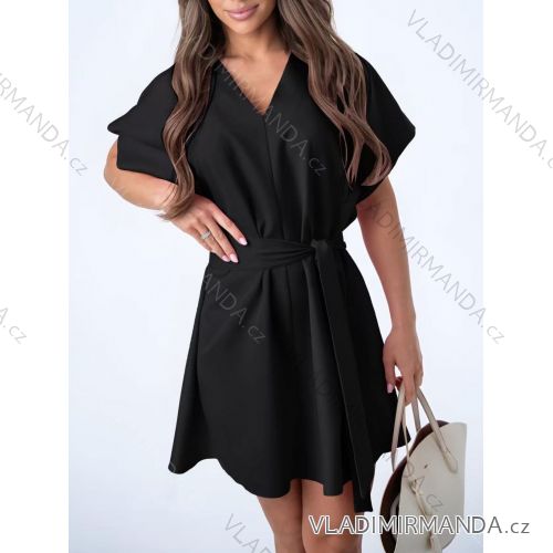 Kurzes Sommerkleid Kurzarm Damen übergroß (40/42/44 Einheitsgröße) ITALIAN FASHION IMD25022