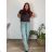 Tunika mit Anhänger Kurzarm Damen Übergröße (3XL/4XL ONE SIZE) ITALIAN FASHION IMC23020 schwarz 