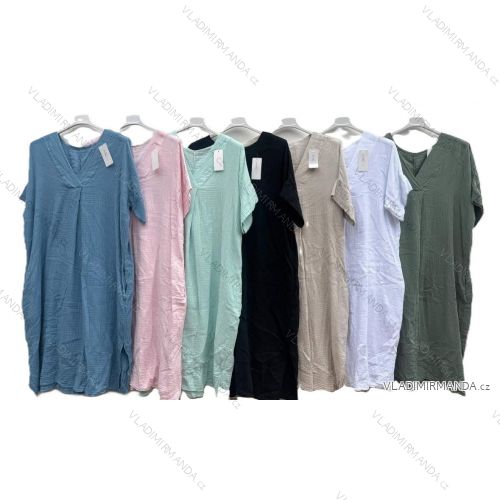 Kurzes Sommerkleid Kurzarm Damen übergroß (40/42/44 Einheitsgröße) ITALIAN FASHION IMD25022