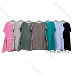 Kurzes Sommerkleid Kurzarm Damen übergroß (40/42/44 Einheitsgröße) ITALIAN FASHION IMD25022