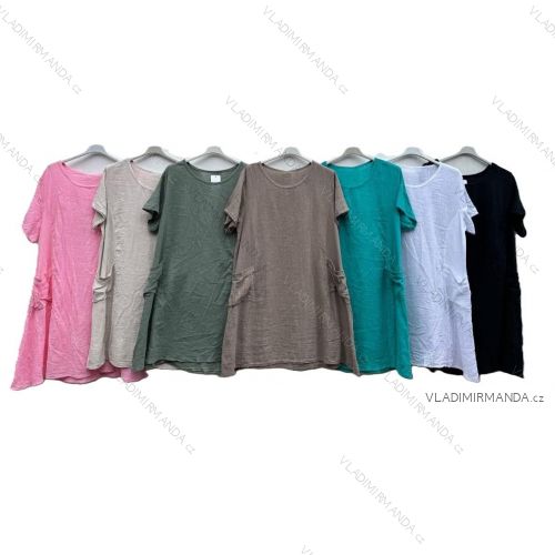 Kurzes Sommerkleid Kurzarm Damen übergroß (40/42/44 Einheitsgröße) ITALIAN FASHION IMD25022