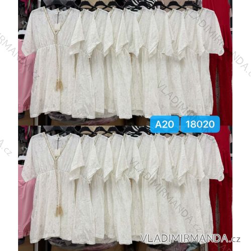 Langes Chiffon-Kurzarmkleid für Damen (S/M ONE SIZE) ITALIAN FASHION IMWGS231048