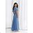 Langes, elegantes Damenkleid mit breiten Trägern (SL) FRENCH FASHION FMPEL23VELVET blauer Jeansstoff 48
