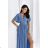 Langes, elegantes Damenkleid mit breiten Trägern (SL) FRENCH FASHION FMPEL23VELVET blauer Jeansstoff 48
