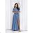 Langes, elegantes Damenkleid mit breiten Trägern (SL) FRENCH FASHION FMPEL23VELVET blauer Jeansstoff 48