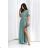 Langes, elegantes Damenkleid mit breiten Trägern (SL) FRENCH FASHION FMPEL23VELVET olivgrün 48