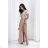 Langes, elegantes Damenkleid mit breiten Trägern (SL) FRENCH FASHION FMPEL23VELVET beige 48