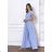 Langes, elegantes Damenkleid mit breiten Trägern (SL) FRENCH FASHION FMPEL23VELVET blau 38