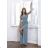 Langes, elegantes Damenkleid mit breiten Trägern (SL) FRENCH FASHION FMPEL23VELVET olivgrün 36