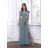 Langes, elegantes Damenkleid mit breiten Trägern (SL) FRENCH FASHION FMPEL23VELVET olivgrün 36