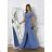 Langes, elegantes Damenkleid mit breiten Trägern (SL) FRENCH FASHION FMPEL23VELVET blauer Jeansstoff 42