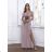 Langes, elegantes Damenkleid mit breiten Trägern (SL) FRENCH FASHION FMPEL23VELVET beige 38