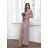 Langes, elegantes Damenkleid mit breiten Trägern (SL) FRENCH FASHION FMPEL23VELVET beige 38