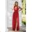 Langes, elegantes Damenkleid mit breiten Trägern (SL) FRENCH FASHION FMPEL23VELVET rot 48