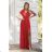 Langes, elegantes Damenkleid mit breiten Trägern (SL) FRENCH FASHION FMPEL23VELVET rot 48