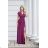 Langes, elegantes Damenkleid mit breiten Trägern (SL) FRENCH FASHION FMPEL23VELVET růžová fuchsiová 48
