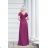 Langes, elegantes Damenkleid mit breiten Trägern (SL) FRENCH FASHION FMPEL23VELVET růžová fuchsiová 48