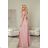Langes, elegantes Damenkleid mit breiten Trägern (SL) FRENCH FASHION FMPEL23VELVET Rose alte Rose 52