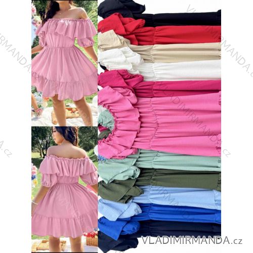 Kurzärmliges Sommer-Freizeitkleid für Damen (S/M/L EINHEITSGRÖSSE) ITALIAN FASHION IMWGB25022