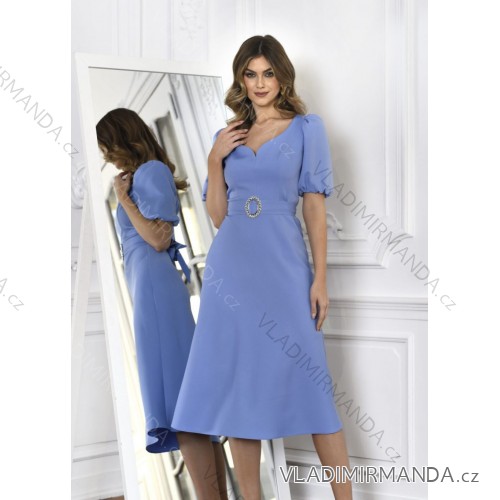 Langes, elegantes Damenkleid mit breiten Trägern (SL) FRENCH FASHION FMPEL23VELVET blauer Jeansstoff 36