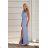 Langes, elegantes Damenkleid mit breiten Trägern (SL) FRENCH FASHION FMPEL23VELVET blau 44