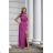 Langes, elegantes Damenkleid mit breiten Trägern (SL) FRENCH FASHION FMPEL23VELVET růžová fuchsiová 44