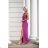 Langes, elegantes Damenkleid mit breiten Trägern (SL) FRENCH FASHION FMPEL23VELVET růžová fuchsiová 44