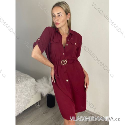 Damen 3/4 Langarm-Hemdkleid (XS/S/M Einheitsgröße) ITALIAN FASHION IMD25030