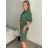 Damen 3/4 Langarm-Hemdkleid (XS/S/M Einheitsgröße) ITALIAN FASHION IMD25030 S / M grünes Khaki