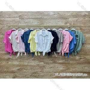 Klassisches Musselin-Kurzarm-Damenhemd (S/M/L ONE SIZE) ITALIAN FASHION IMWBL25780