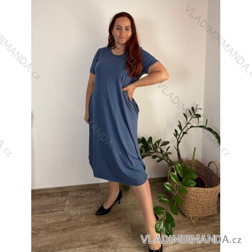 Kurzes Sommerkleid mit langen Ärmeln für Damen, übergroß (54/56/58 Einheitsgröße) ITALIAN FASHION IM425070 52/54 blau