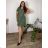 Übergroßer gestrickter Langarmpullover für Damen (S/M EINHEITSGRÖSSE) ITALIAN FASHION IMSN2416125 46/48 grünes Khaki
