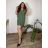 Übergroßer gestrickter Langarmpullover für Damen (S/M EINHEITSGRÖSSE) ITALIAN FASHION IMSN2416125 46/48 grünes Khaki