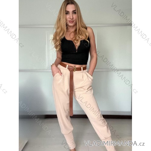 Elegante Hose mit Gürtel für Damen (S/M/L ONE SIZE) ITALIAN FASHION IM425057 -   beige -   S/M/L