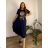 Langes Kleid Oversize Kurzarm Damen Viskose Oversize Dreamcatcher (2XL/3XL/4XLONE SIZE) ITALIAN FASHION MD22450/DUR dunkelblau 2XL/3XL