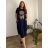 Langes Kleid Oversize Kurzarm Damen Viskose Oversize Dreamcatcher (2XL/3XL/4XLONE SIZE) ITALIAN FASHION MD22450/DUR dunkelblau 2XL/3XL